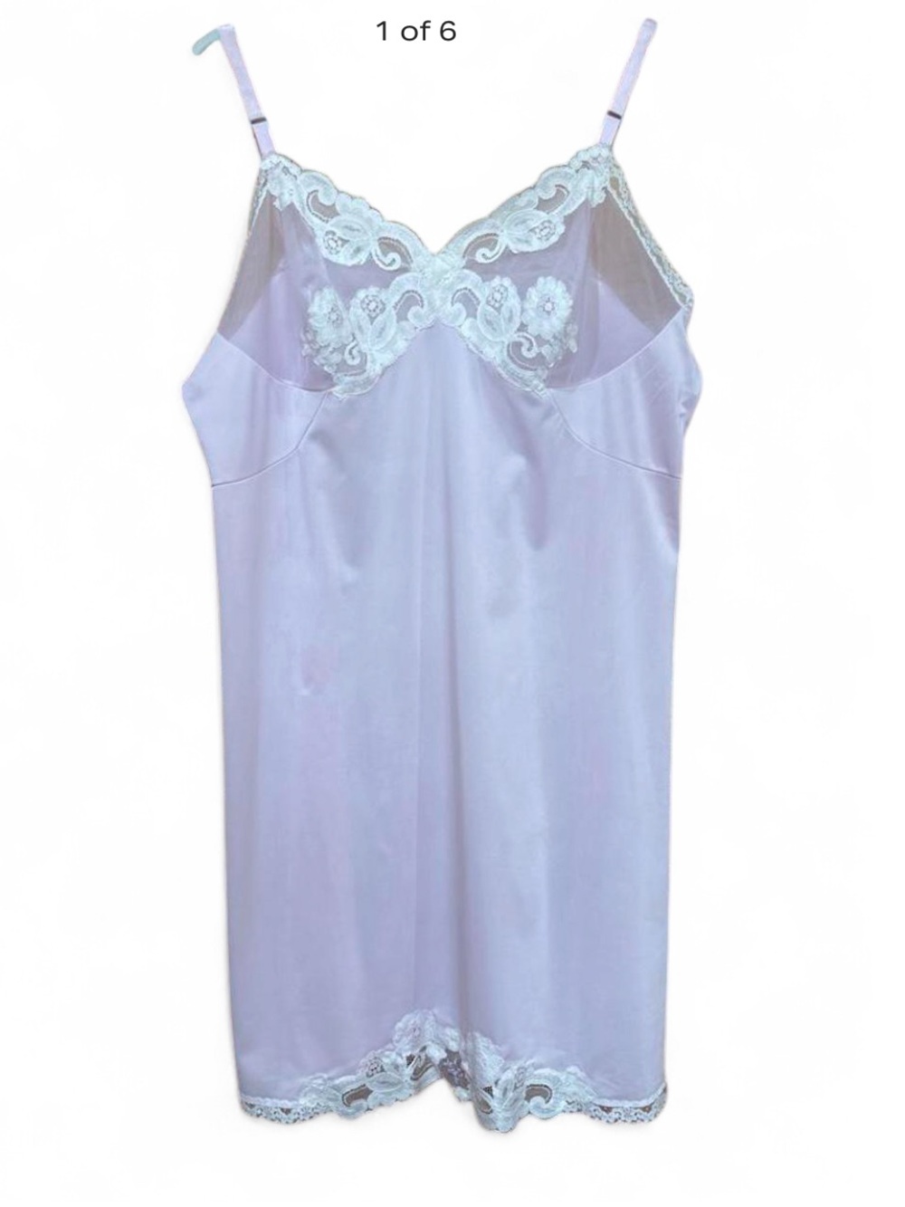 Vintage ShadowLine Lilac Slip Dress with Lace  Trim